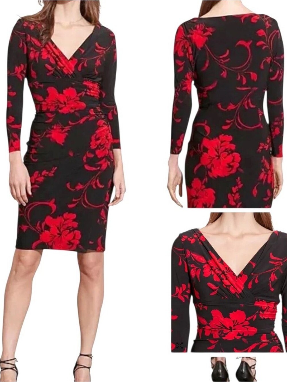 Lauren Ralph Lauren Rose Print Jersey Midi Dress
